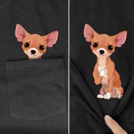 Animal in T-shirt Pocket giving the finger Chiwawa