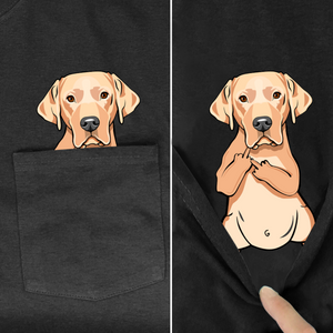 Animal in T-shirt Pocket giving the finger brown Lab