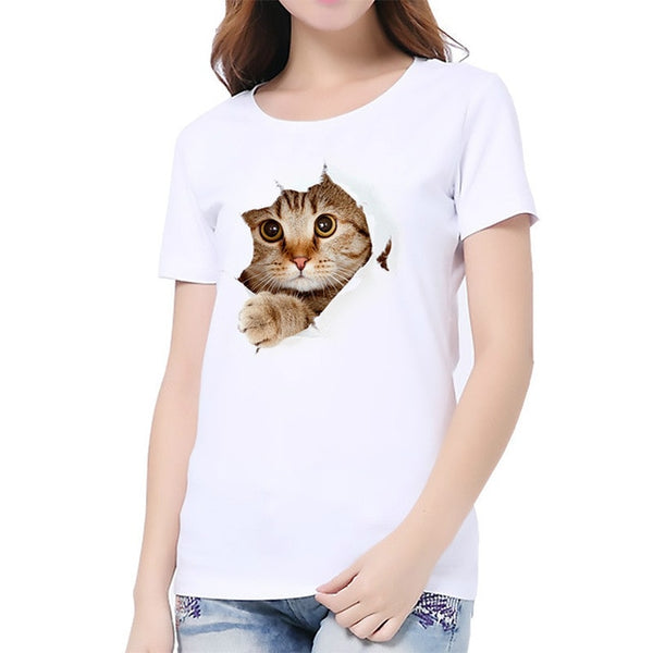 3D Kitten Punch Through Paper T-shirt