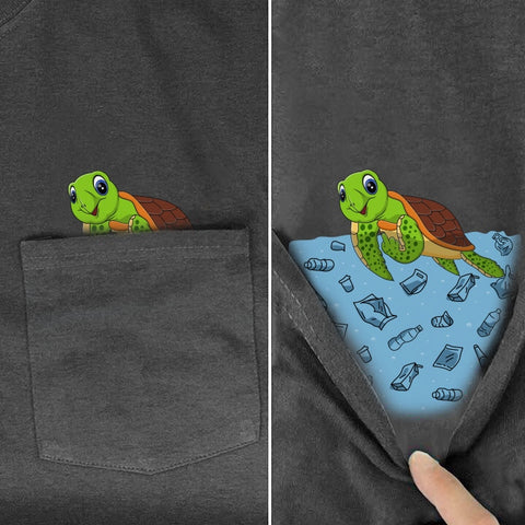Animal in T-shirt Pocket giving the finger Turtle