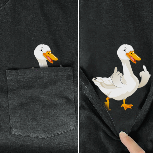 Animal in T-shirt Pocket giving the finger duck