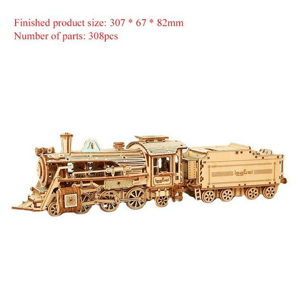 Wooden Puzzle Assembly Kits - Train with boxcar