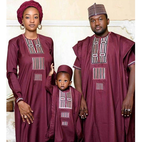 African Family Dashikis Women Men Boys in Rose colour