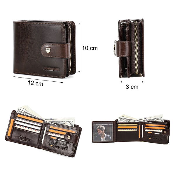 Genuine Leather RFID Trifold Wallet