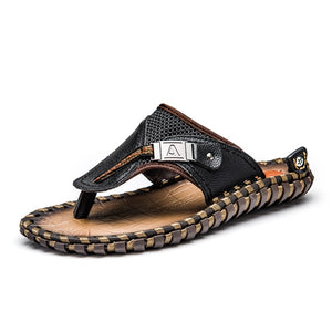 Mens High Quality Genuine Leather Beach Sandals/Flip Flops High