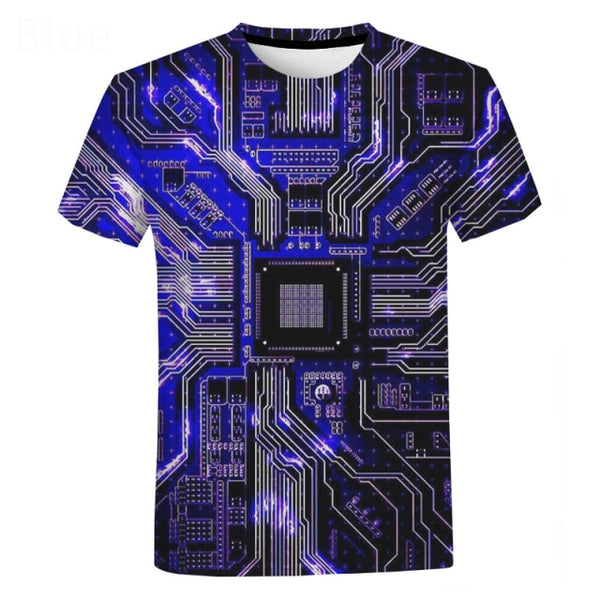 3D Electronic Chip Print T-shirts