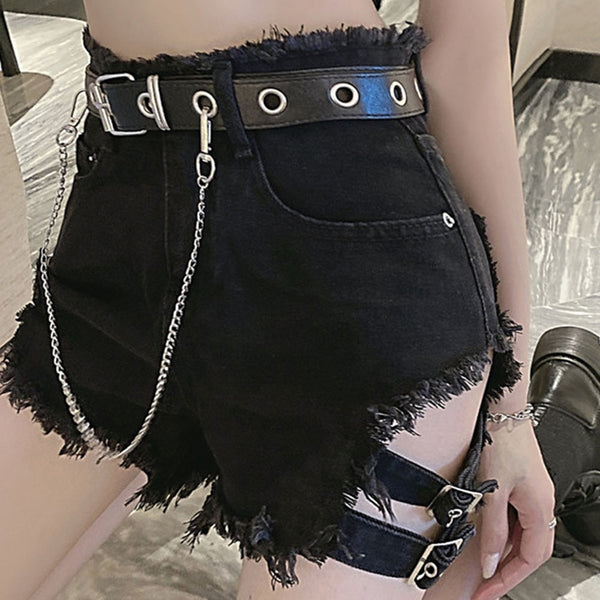 Womens Sexy High Waist Lace Up Denim Shorts