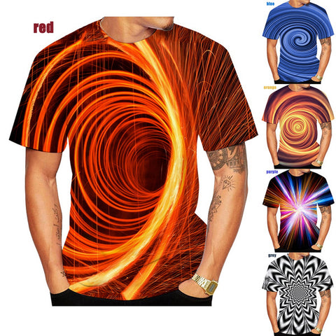 Mens and Womens 3D Print T-Shirt Vertigo Hypnotic Illusion Art Swirls into tunnel