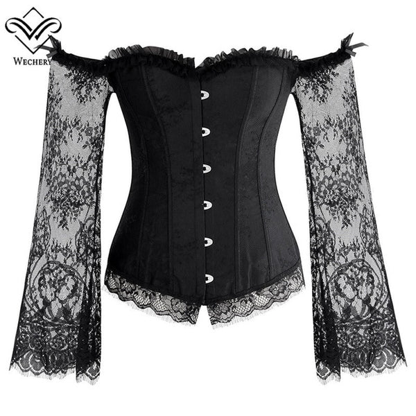 Womens Long Sleeve Lace Up Corset/Bustier